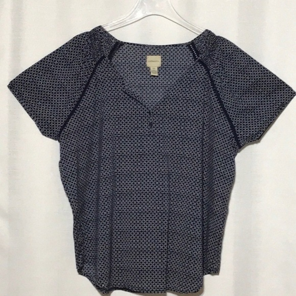 Navy Blue Patterned Women's Top